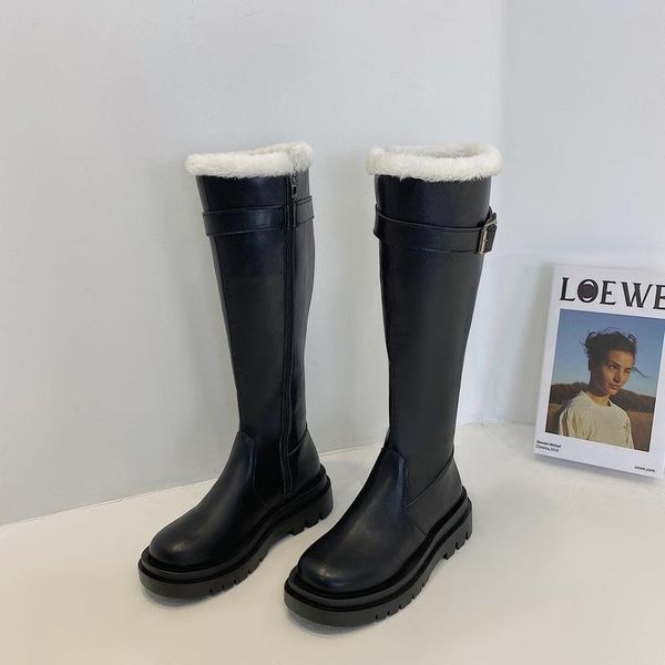 

boots fashion women winter quality long comfort mujer thigh high boot botas zipper knee-high 2021, Black