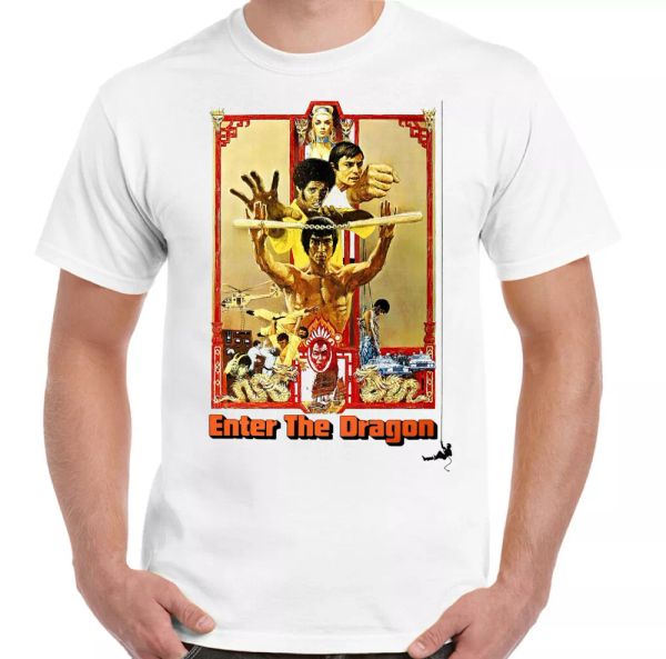 

enter the dragon mens t-shirt bruce lee martial arts mma gym movie, White;black