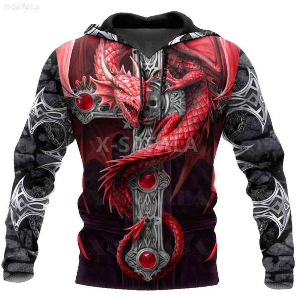 

tattoo dungeon skull 3d all over print us size hoodie women harajuku outwear zipper pullover sweatshirt casual unisex, Black