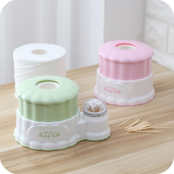 

tissue boxes & napkins living room creative plastic box household multi-functional paper extraction with toothpick circle sim