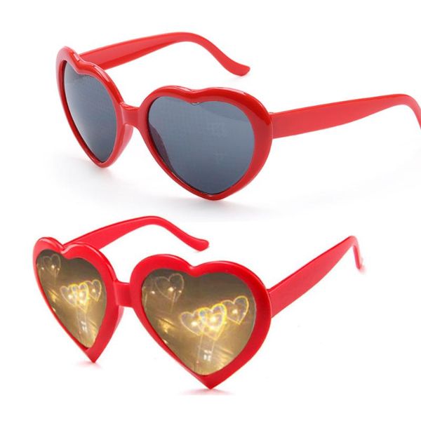 

sunglasses love heart shaped effects glasses watch the lights change to shape at night diffraction women fashion, White;black