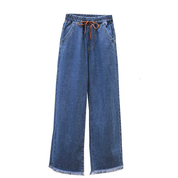 

women's jeans wide leg for women denim pants high waist ankle-length trousers vintage streetwear 2021 plus size summer clothing b7, Blue