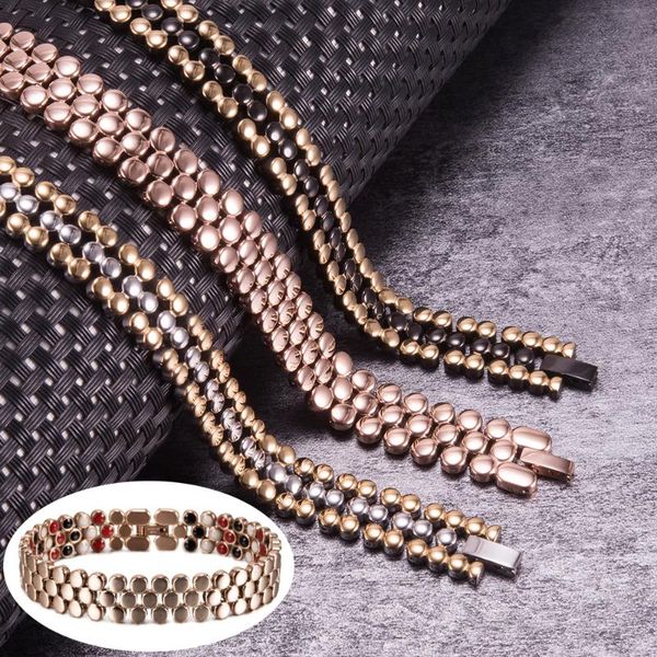 

link, chain beads magnetic bracelet benefits anthritis health energy luxury stainless steel wristband, Black
