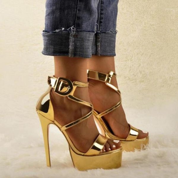 

sandals 2021 big size 45 thin heels back strap buckle solid super high heel platform with fashion party women shoes1, Black