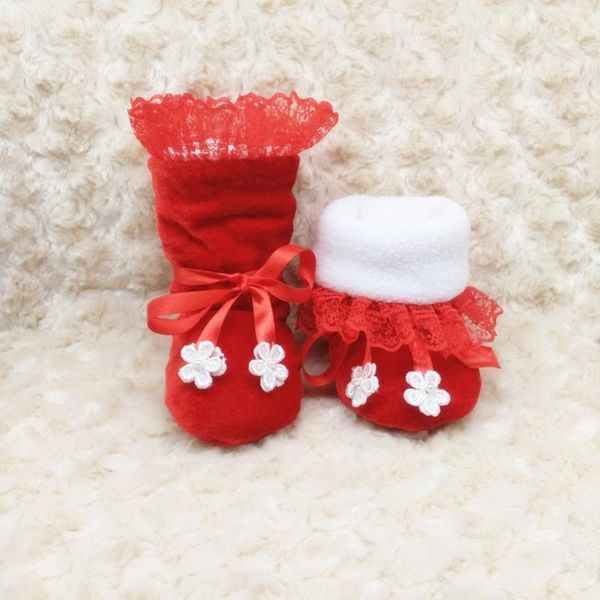 

boots dollbling pure color walking shoes cotton sole bow girls'walking comfortable warm lace high-quality, Black;grey
