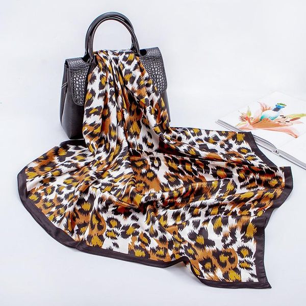 

scarves silk scarf women 2021 spring imitation small square satin printing professional wild shawl pattern, Blue;gray