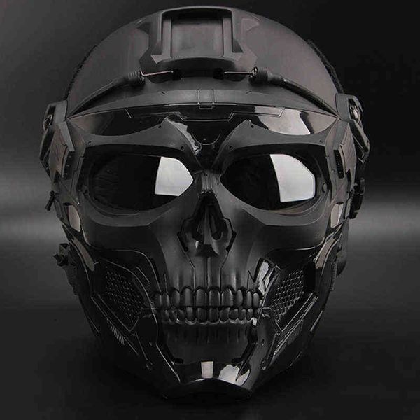 

2021 cs field tactical equipment adapter tactiacl paintball game helmet airsoft skull skeleton protective mask full face helmet w220311