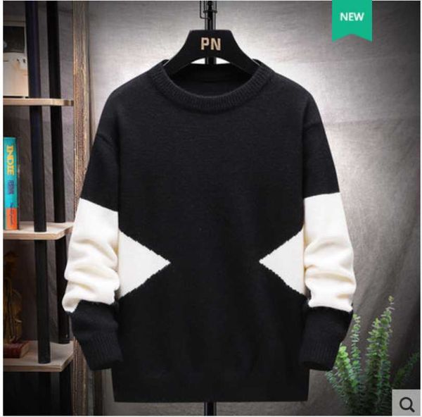 

men's sweaters youth sweater large size fashion color blocking printing hong kong style student fat plus top, White;black