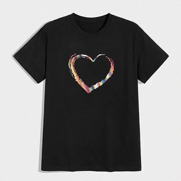 

men's tee t shirt stamping heart graphic prints round neck casual daily print short sleeve basic designer big and tall black / summer, White;black