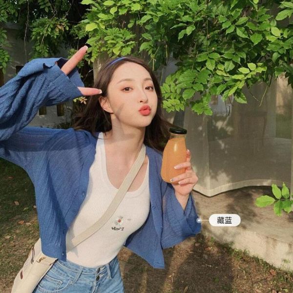 

women's knits & tees fashion girl summer knitted jacket slim short cropped cardigan women sleeve v-neck blouse, White