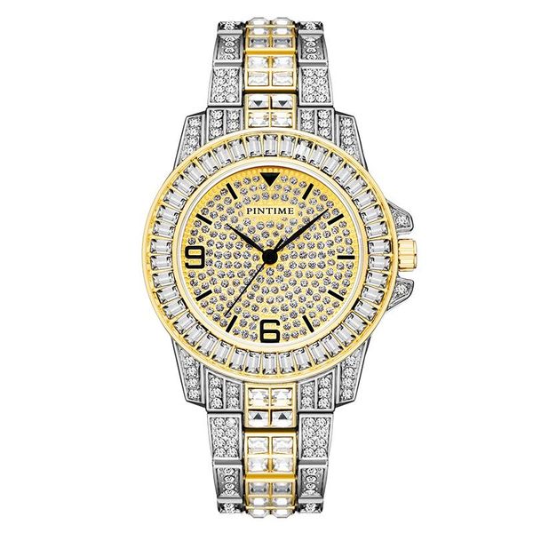 

wristwatches pintime mens watch fashion large face round quartz watches rainestone crystal simple business wristwatch, Slivery;brown