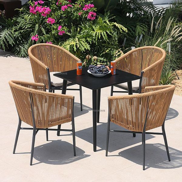 

camp furniture nordic rattan rope beach chairs for outdoor home balcony camping chair lounge coffee table combination