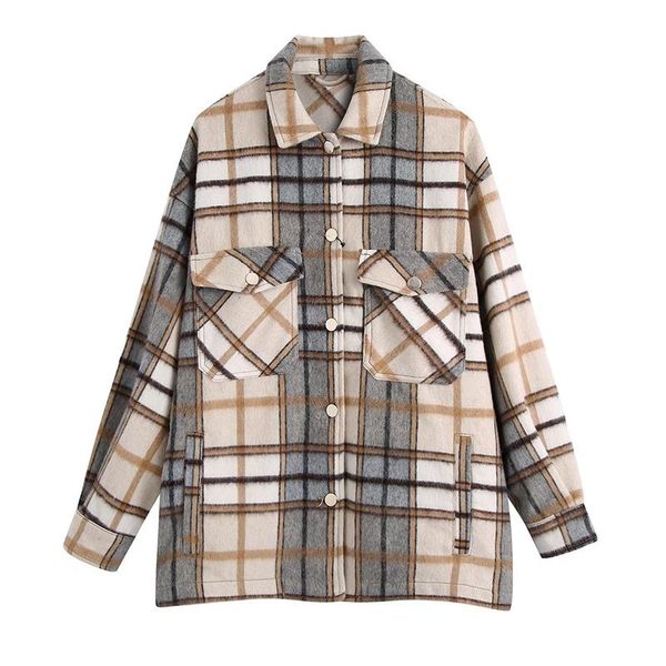 

women's jackets woman minimalist camel single breasted patchwork jacket 2021 autumn female long sleeve loose outwear ladies casual plai, Black;brown
