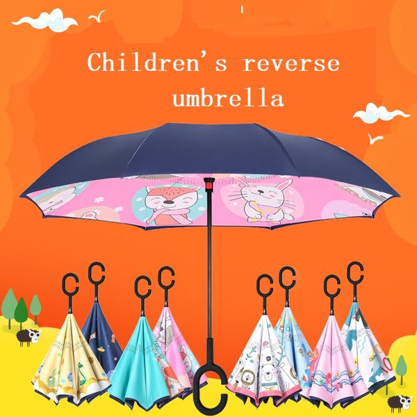 Guarda-chuva à prova de intempéries das crianças de alta qualidade Reversa dobrando camada dupla invertida engrenagem de chuva de pé livre