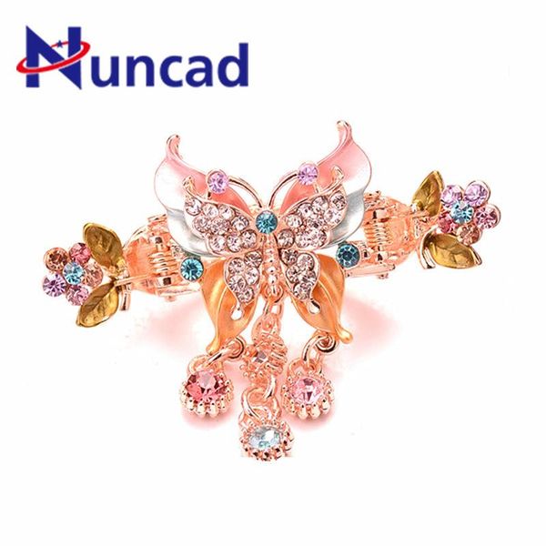

hair clips & barrettes women ornaments grabber decorate hairpin handmade hollow out butterfly crystal for female jewelry, Golden;silver