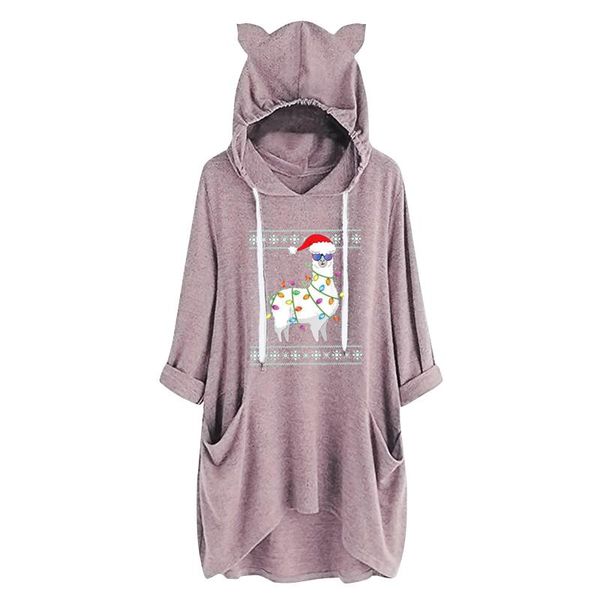 

women's hoodies & sweatshirts hoodie for girls fashion casual christmas sweatshirt dress plus size print anime blouses with pocket pull, Black