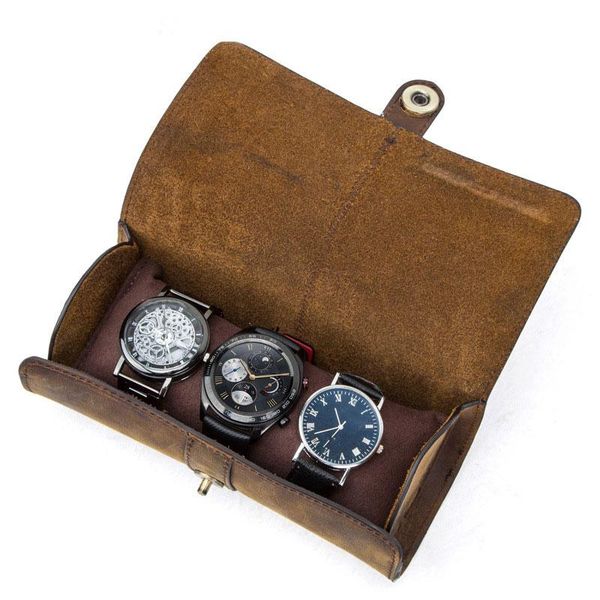 

watch boxes & cases roll display box leather travel case wrist watches storage pouch h9, Black;blue