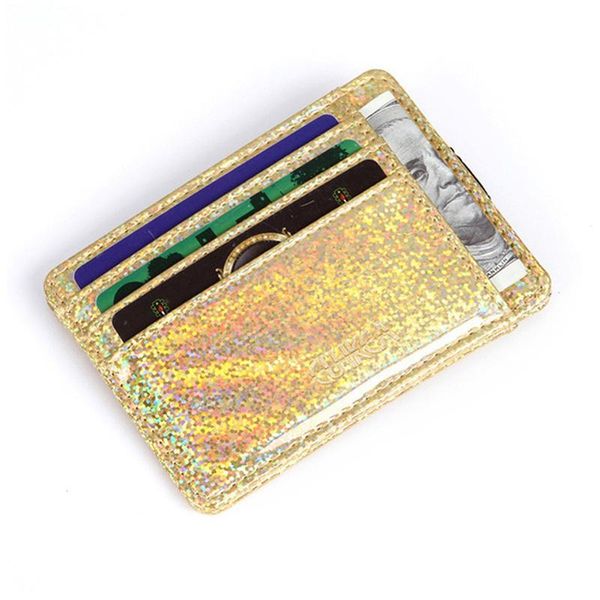 

card holders & id flash sequins pu leather slim short women wallet, Brown;gray