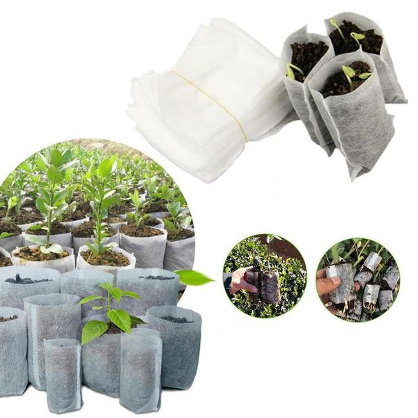 

planters & pots 100pcs biodegradable non-woven nursery bags plant grow fabric seedling eco-friendly aeration planting