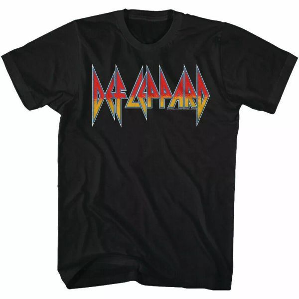 

def leppard logo t shirt mens licensed rock n roll band tee retro new black, White;black
