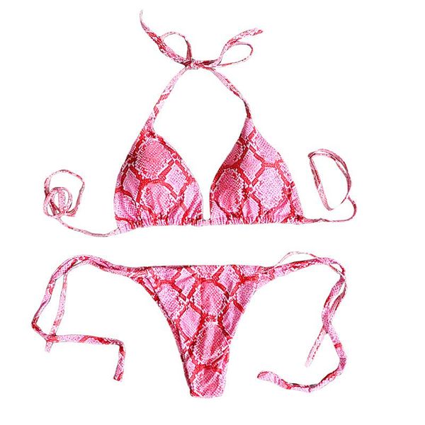 

women's swimwear quanss arrival snake print string bikini women 2021 summer beachwear two piece set swimsuit swim bathing suit, White;black
