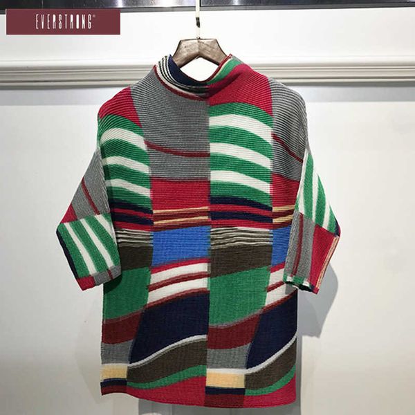 

autumn turtleneck three quarter t-shirt women slim casual patchwork 210615, White