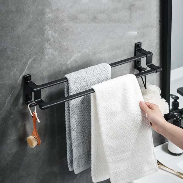 

towel racks hanger wall mounted 40-60 cm rack bathroom aluminum black bar rail matte holder