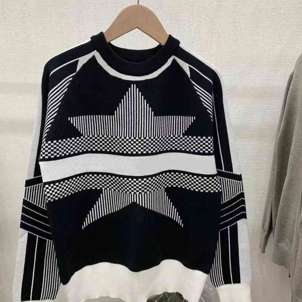 

women's sweaters casual knit contrast color long sleeve 5 style autumn fashion wear classic letter pattern ppw9, White;black