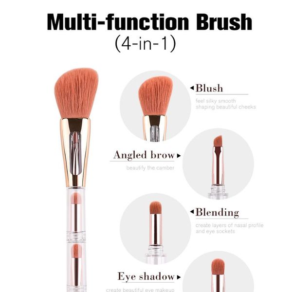 

makeup brushes travel 4in1 make up soft multipurpose portable brush angled sponge brow eye shadow powder paint cosmetic