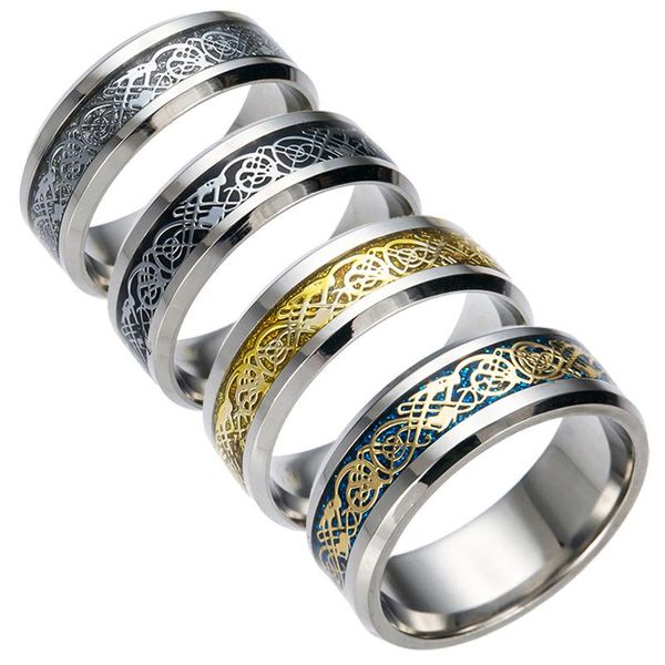 2021 grazioso anello in acciaio inossidabile gioielli da uomo drago d'oro vintage 316L per uomo Lord Wedding anello da uomo di lusso per uomo anelli da uomo