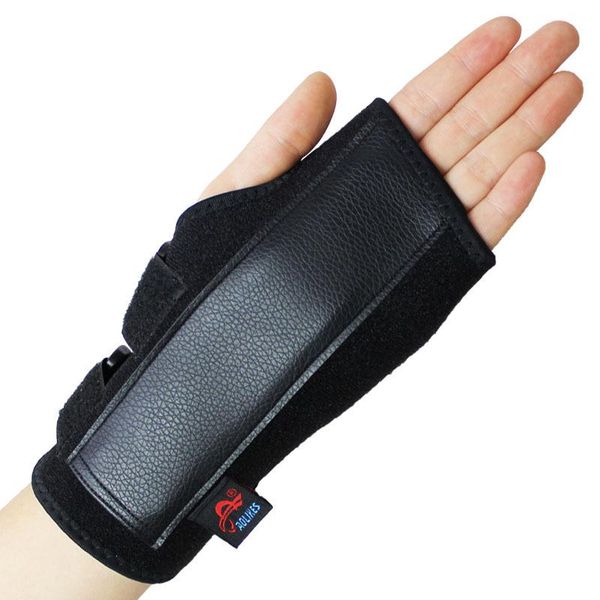 

wrist support safeguard steel brace removable adjust wristbands black sport protective fixed three straps palm, Black;red