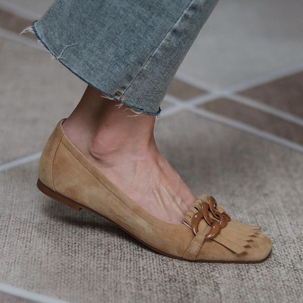 

dress shoes genuine women of leather bangs chunky suede flats high heel shoes elegant current decoration spring casual moccasin wsa8, Black