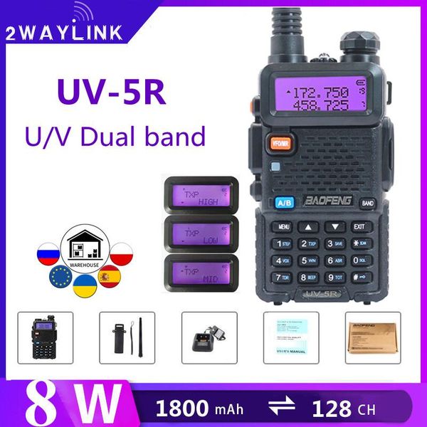 

baofeng uv-5r 8w walkie talkie vhf 136-174mhz/220-260mhz&uhf 400-520mhz portable radio for hunting uv 5r uv-9r uv-82