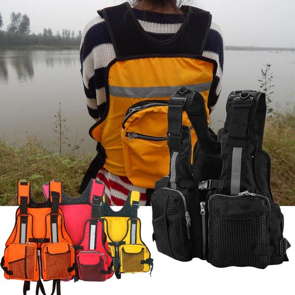 

life vest & buoy mesh adjustable accessories boating water sport multi pocket zipper drifting kayak fishing swimming rafting jacket