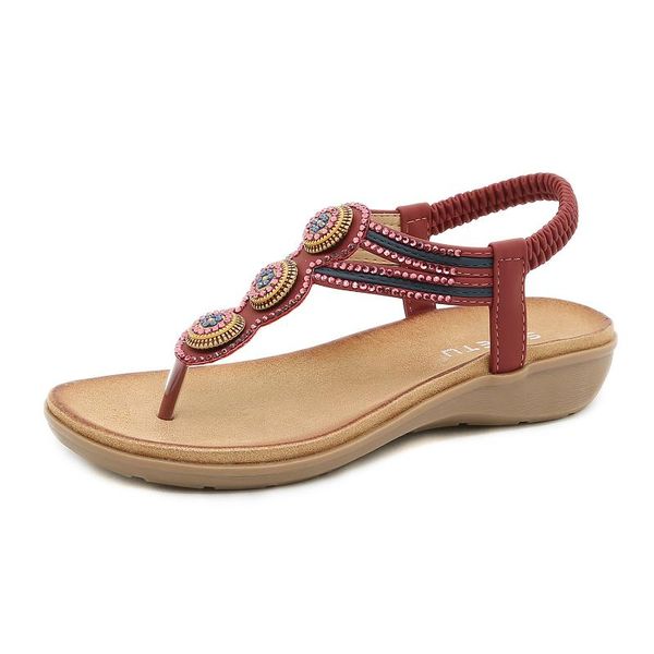 

sandals women summer fashion beach shoes ladies slippers casual flip flop soft flat bohemian rhinestone beaded 35-42, Black