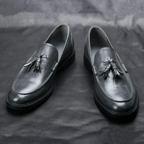 

712 men shoes 2021 comfortable fashion luxury loafers brand leather shoes men #al702, Black