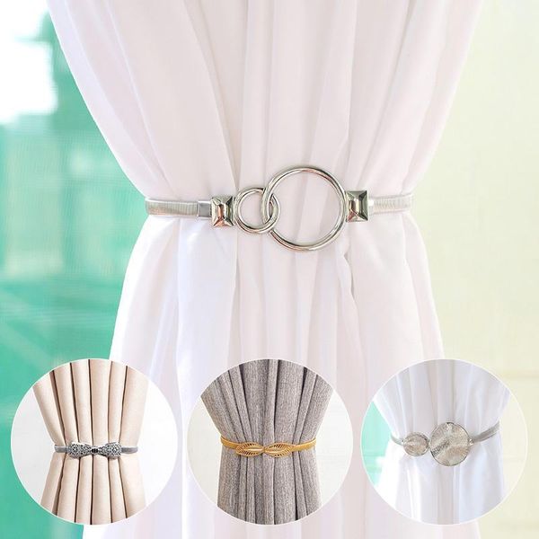 

other home decor modern minimalist antlers metal curtain strap pearl spring soft tie rope elastic creative hook buckle
