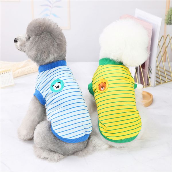 

dog cat spring and summer stripe cartoon t-shirt teddy bear thin polyter pet cloth