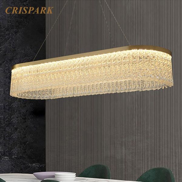 

luxury rectangular glass chandelier light led modern copper lustre hanging lamp art deco fixture for dining table home chandeliers