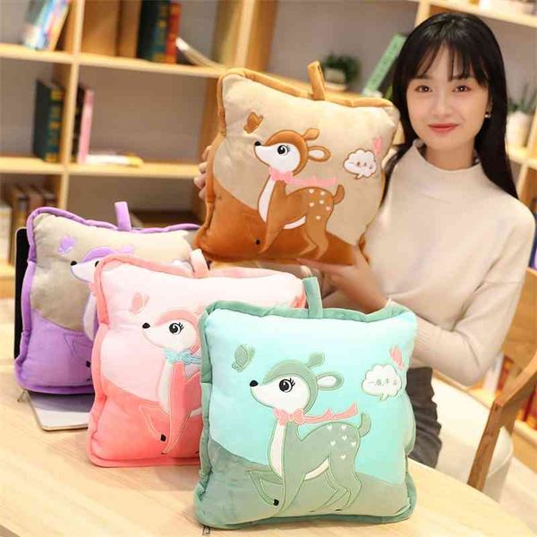 

japanese pillow quilt dual-purpose lovely deer plush toy waist doll