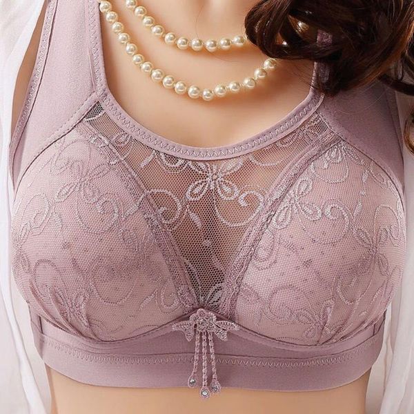 

yoga outfit full cup thin anti-sagging underwear plus size wireless lace women's sports bra breast cover receiving auxiliary milk bras