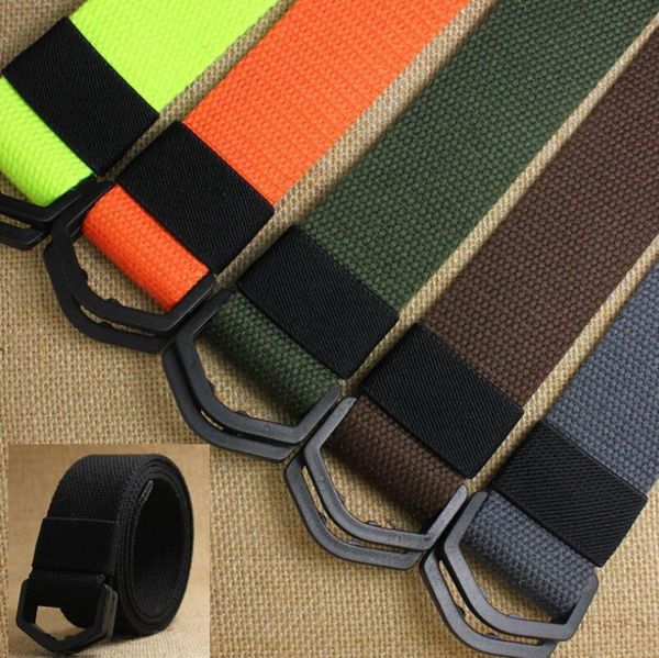 

fashion mens & womens canvas belt d plastic buckl eanti allergy belts luxury fabric webbing waistband waist, Black;brown
