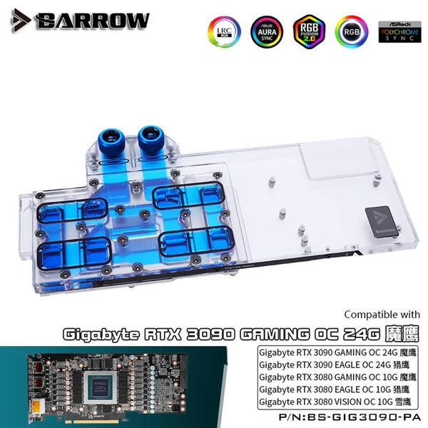 

barrow gpu water block for gigabyte rtx 3090 gaming oc/ 3080 eagle/vision oc card aurora 5v a-rgb bs-gig3090-pa fans & coolings