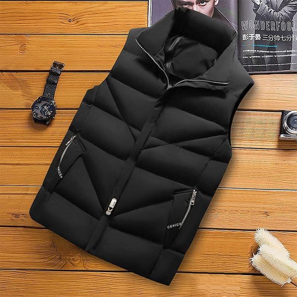 

autumn vest 2021 new and winter men's jacket korean slim down cotton large size young student top, Black;white