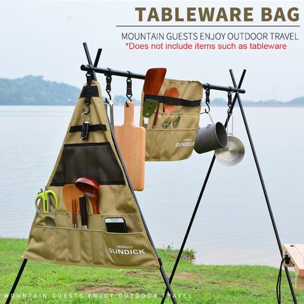 

storage bags sundick tableware bag portable outdoor oxford cloth picnic cutlery hanging for camping hiking barbecue