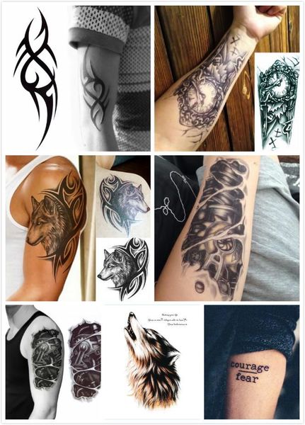 

temporary tattoos multi styles water transfer fake tattoo waterproof sticker men women wolf flash