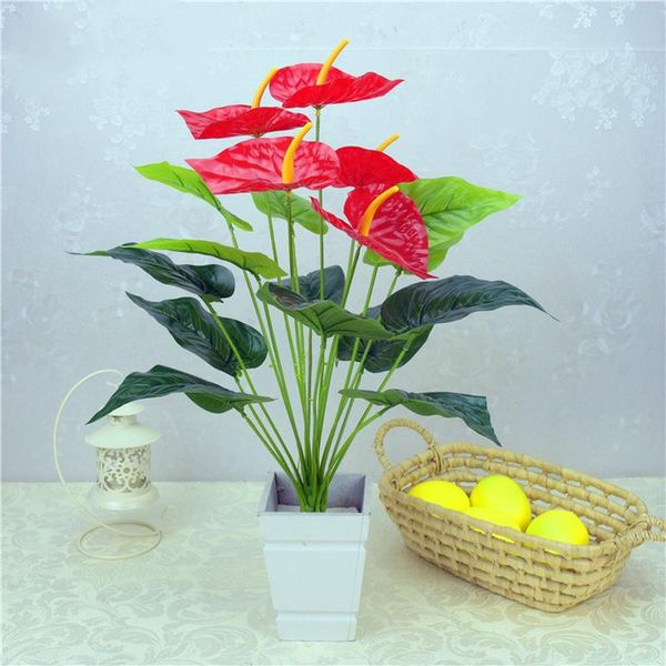 

12/18 heads artificial flower small potted plant silk suit large anthurium office decoration bonsai wholesale home decor decorative flowers
