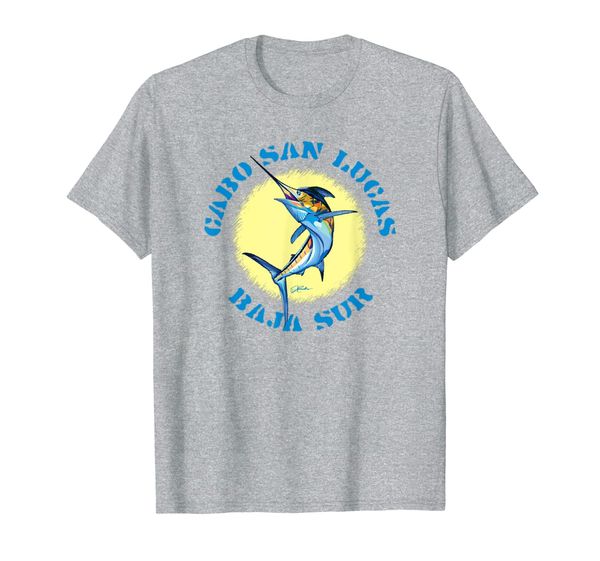 

jcombs: cabo san lucas, striped marlin on sun t-shirt, White;black