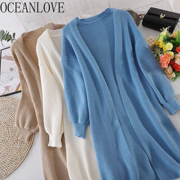 

women's knits & tees oceanlove long cardigans solid loose autumn winter japan style women sweaters vintage warm jaquetas feminina all, White