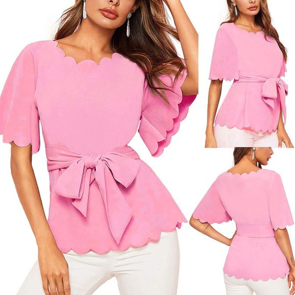 

women's blouses & shirts 2021 women fashion cross o neck hem bow tied white short smock blouse female long sleeve kimono chic blusas